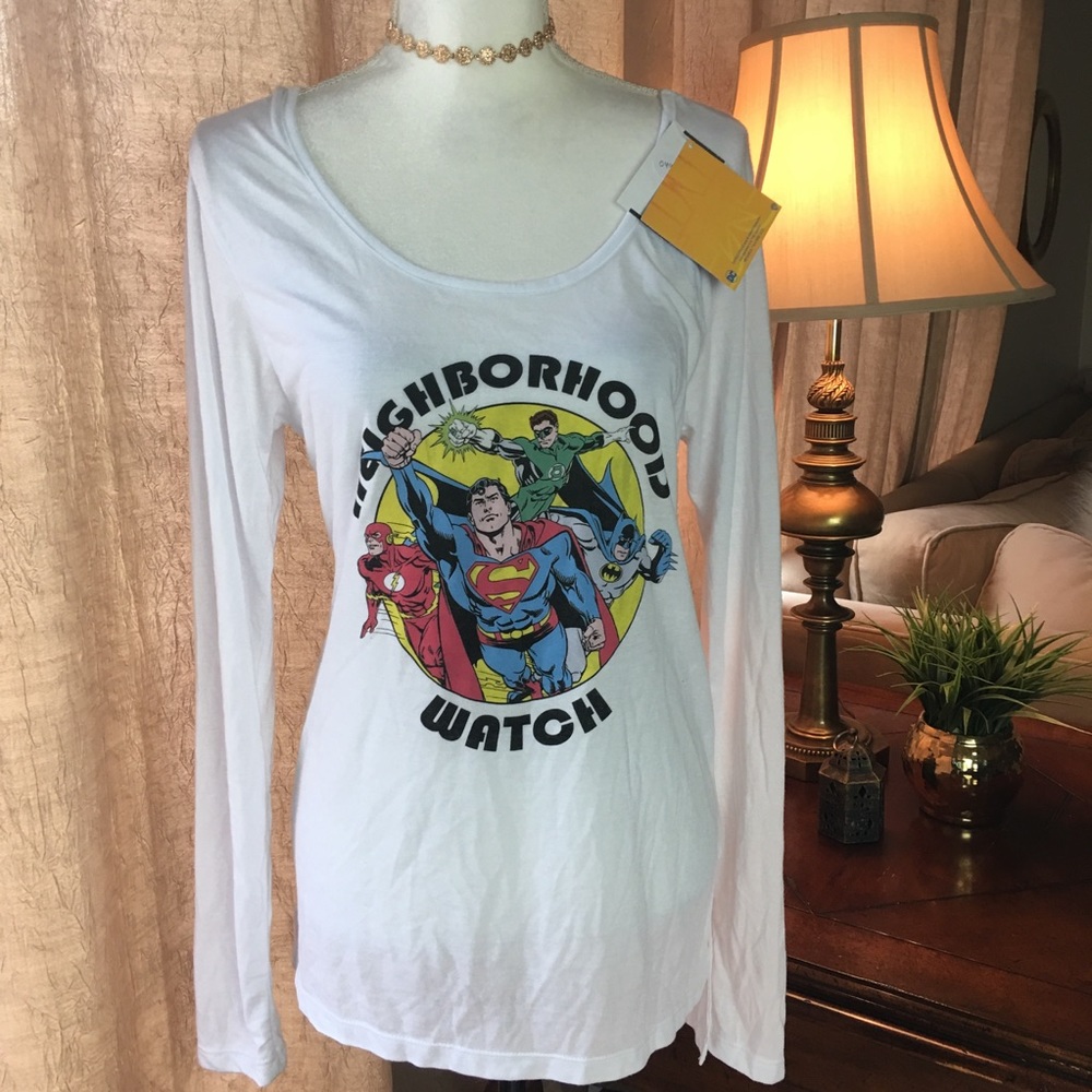NWT Justice League White Long Sleeve Top Size L